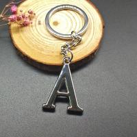 Llavero con letras de A-Z para hombre y mujer, anillo de Metal para llaves de coche, Color plateado Simple, regalo de fiesta - details 2