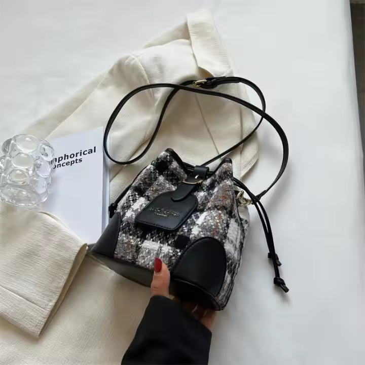 Bolso pequeño de hombro tipo cubo cruzado versátil premium - 1