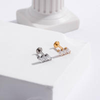 Pendiente de titanio ASTM F136, Piercing curvado con forma de luna y hélice oculta, 16G, 1 unidad - details 3