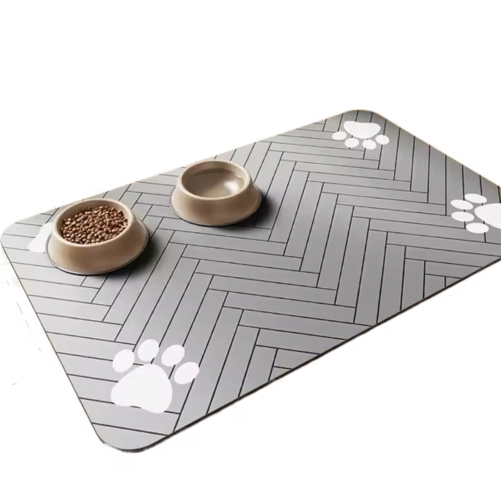Mantel Individual de secado rápido para alimentación de mascotas, antideslizante, impermeable, cuenco de comida para mascotas, respaldo de goma, almohadilla absorbente para alimentador de gatos, suministros para mascotas - 1