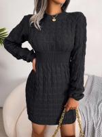 2024 Otoño Invierno mujer Casual manga larga suéter vestido negro blanco azul - details 4