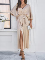 Vestido suelto elegante con cuello en V y cintura alta para mujer Primavera/Verano 2025 - details 1