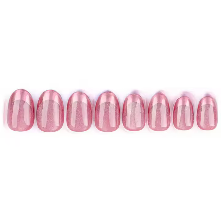 Uñas postizas de ojo de gato con punta rosa, material seguro de larga duración, impermeable, salón de uñas para mujeres y niñas - 1