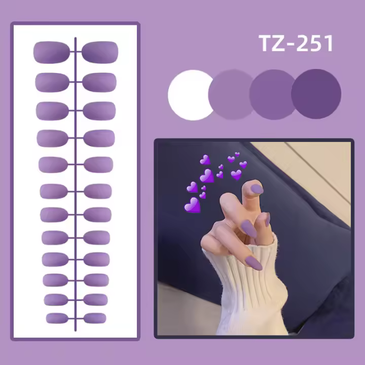 Uñas postizas de ballet de 24 piezas en colores surtidos y acabado mate, borde artificial para arte de uñas postizas, producto normal de belleza. - 1
