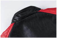 Chaqueta de PU con cuello levantado para moto, abrigo casual Slim, Color lock, - details 11