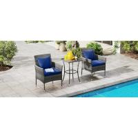 Juego de Muebles de Jardín 3 Piezas, 2 Sillones con Cojines y 1 Mesa
