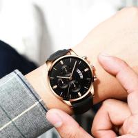 Reloj de pulsera deportivo de estilo clásico de lujo de primera calidad, funda de aleación, correa de cuero, reloj de pulsera de cuarzo para negocios, reloj con calendario, regalo - details 8