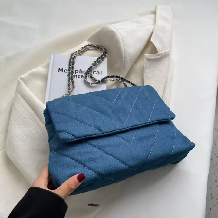 Bolso Vaquero De Mujer, Bolso De Hombro Azul, Maletín, Bandolera, Gran Capacidad, Bolso De Calle - 1