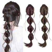 Extensiones de cabello sintético con trenzas falsas de burbujas, banda para el cabello, cola de caballo rizada y desordenada, Clip de garra, piezas de cabello postizo esponjoso para mujer - details 1