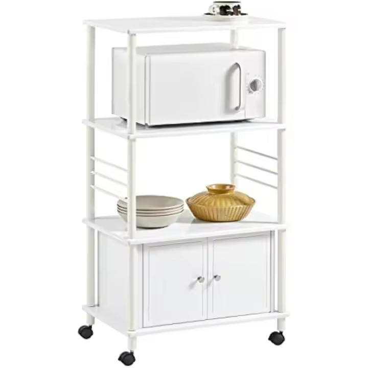 Mueble Microondas Cocina Estante de Cocina Carrito Auxiliar con Ruedas Blanco 40 x 60 x 114 cm FRG12-W ES - 1