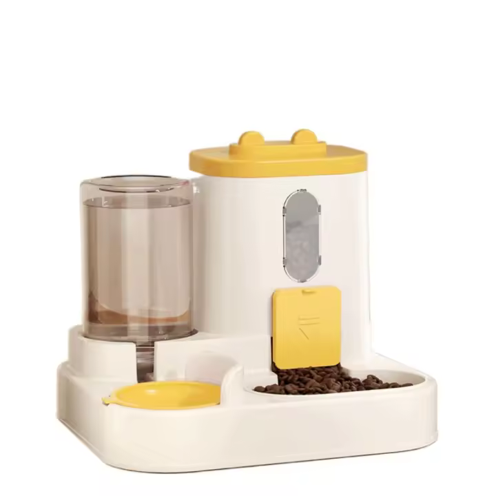 Alimentador de agua automático para gatos con fuente de agua, dispensador de agua para mascotas de gran capacidad, separación en seco y húmedo, 2 en 1 - 1