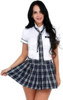 Disfraz de colegiala japonesa, 3 uds., camiseta de manga corta/falda corta plisada/corbata, uniforme escolar, marca genérica - details 3