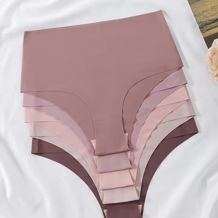 Paquete de 5 bragas de cintura alta sin costuras de colores surtidos, ropa interior y lencería para mujeres - 1
