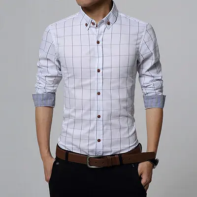 Nueva marca de moda Camisa de cuadros de algodón Camiseta slim fit para hombre camisa social para hombres de manga larga negocios camisas hombre m-5xl - 1