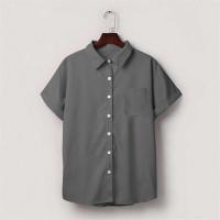 Blusa lisa de manga corta para mujer, camisa informal de un solo pecho, de moda - details 41