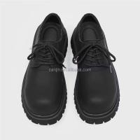 Nuevos zapatos de vestir Derby de cuero genuino para hombre de alta calidad, botines con plataforma de encaje de cabeza grande negros, logotipo de marca 38-45 - details 3