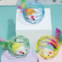 Jaula de juguete para gatos ratón plumas coloridas jaula de alambre pintada jaula de juguete para gatos ratón, juguete para gatos - details 13