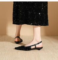 Zapatos de tacón bajo puntiagudos con lentejuelas plateadas - details 12