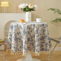 Mantel Vintage de lino y algodón, cubierta de mesa redonda lavable rústica Floral Pastoral para decoración de granja, Picnic, decoración de mesa - details 10