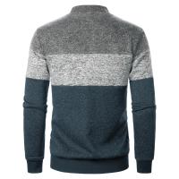 Autumn/winter men's stand-up collar striped check zipper knit top with fashion color matching - details 20