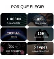 Reloj Inteligente Hombres Mujeres, Smartwatch Redondo de 1.463
