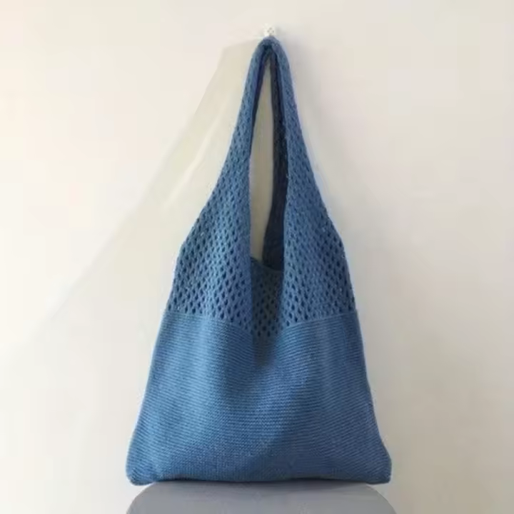 Bolsa de ganchillo hueca retro de gran capacidad: interior espacioso con una amplia habitación para elementos esenciales diarios, ideal para compras de comestibles - 1