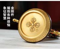 Huibao tibetano de cobre puro, adornos de salón de rueda auspiciosos dorados antiguos, instrumentos de práctica del Dharma tántrico, grandes - details 7