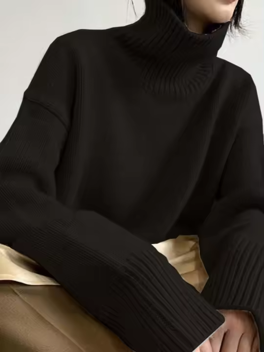 Women turtleneck sweater autumn winter loose oversize thick warm pullover knitted tops knitwear jumper - 1