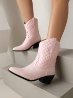Nuevas botas de mujer occidentales botas cortas botas cortas de cabeza cuadrada retro de tacón grueso para mujer - details 10