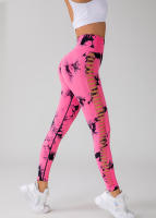 Leggings deportivos de tie dye con abertura escalonada lado inconsútil - details 14