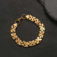 Brazalete para Hombre Euroamericano Nuevo, Cadena Imperial de Acero Inoxidable, Diferentes Tamaños, Estilo Hip Hop, Diseño Plano y Audaz - details 3