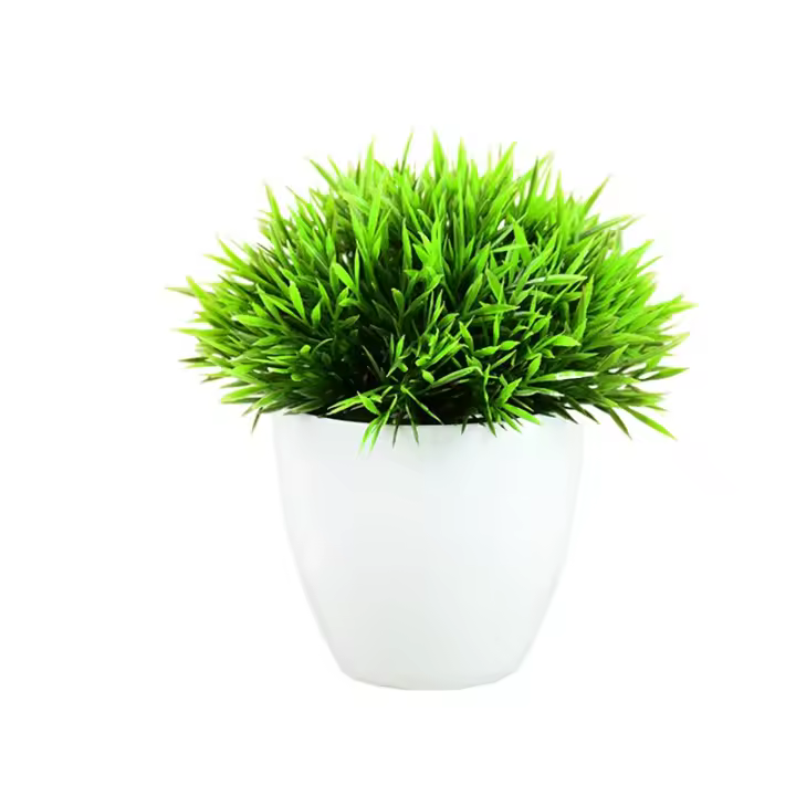 Plantas artificiales en maceta, bonsái verde, árbol pequeño, plantas de hierba, adorno en maceta, flores falsas para decoración del jardín del hogar, fiesta de boda - 1