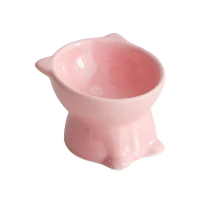 Dispensador de alimentos, cuenco de cerámica para gatos, cuenco de base alta creativo para mascotas, cuenco de alimentación de comida para perros con boca inclinada multiusos, protección del cuello - 1
