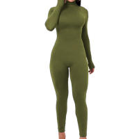Monos de Yoga de Una Pieza de Alta Cuello Rompers de Cuerpo Conforme con Cremallera Trasera para Gimnasio y Yoga - details 0