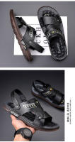 Primera capa de cuero de vaca sandalias de los hombres de cuero genuino playa verano de doble propósito cómodo fresco zapatillas casual antideslizante desgaste exterior sandalias de los hombres - details 16