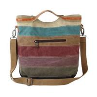 Bolsos de lona estampados a rayas multicolores para mujer Bolsos de hombro Bolso de gran capacidad - details 0