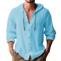 Sudaderas con capucha para hombres, camisetas de lino y algodón, Tops de manga larga, verano y otoño, 3XL, 2XL - details 5