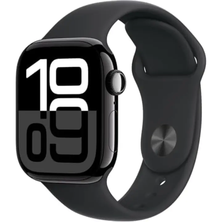 Apple Watch Series 10 [GPS, 42 mm] - Caja de aluminio negro azabache con correa deportiva negra, S/M (Premium renovado) - 1