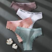 Bragas de algodón para mujer, ropa interior sexy de M-2XL, calada, con cinturón con letras, lencería de talla grande - details 7