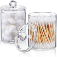 Tarro de maquillaje de algodón, organizador de cosméticos de viaje, contenedor de almacenamiento de joyería acrílico transparente redondo - details 2