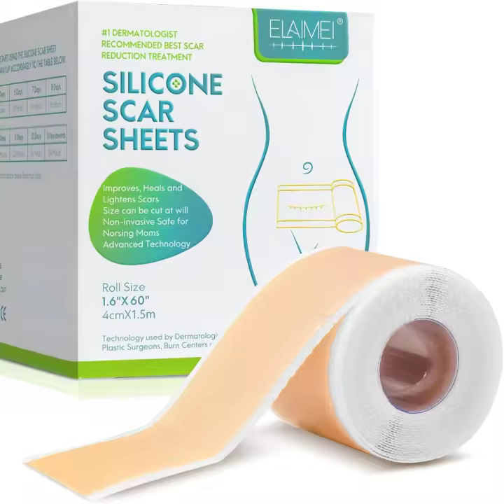 Películas médicas de silicona para eliminación de cicatrices, cinta de silicona segura e indolora para operaciones, cesárea, keloides, quemaduras - 1