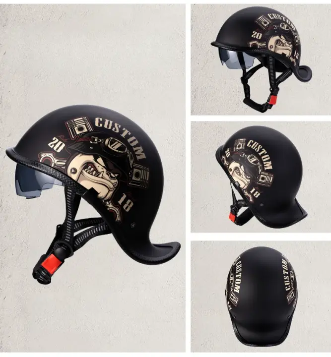 Casco De media cara para motocicleta, protector De cabeza Retro Para motocross, Unisex, Dot - 1