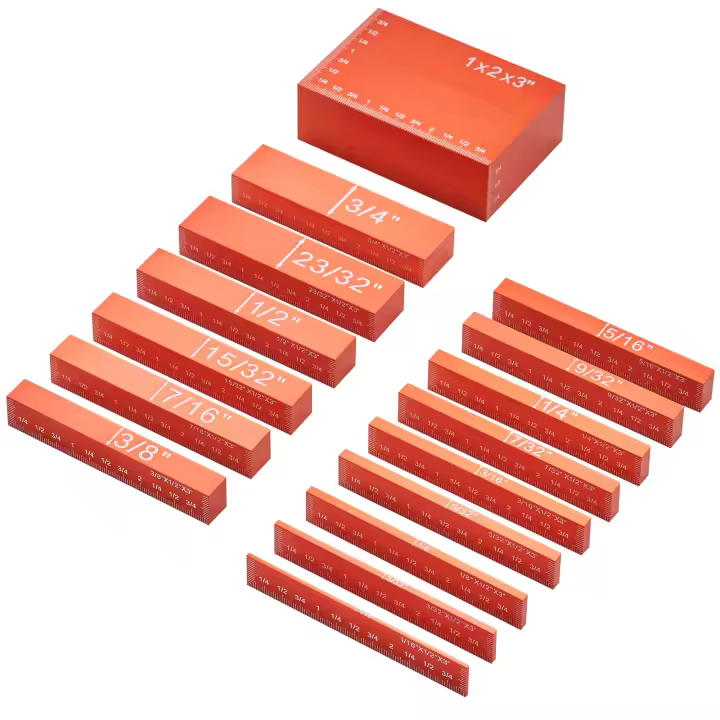 SucceBuy Bloques de configuración Herramientas para trabajar la madera, Juego de bloques de medición de altura de precisión de 16 piezas, Barras de configuración de aluminio - 1