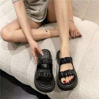 Nuevas Sandalias planas de verano a la moda para mujer, zapatos de playa deslizantes, Edición coreana, zapatillas de compras de ocio diario al aire libre - details 2