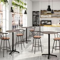 Silla de Cocina de Piel Sintética Giratorio 360° con Respaldar y Reposapiés Altura de 75,5cm - details 6