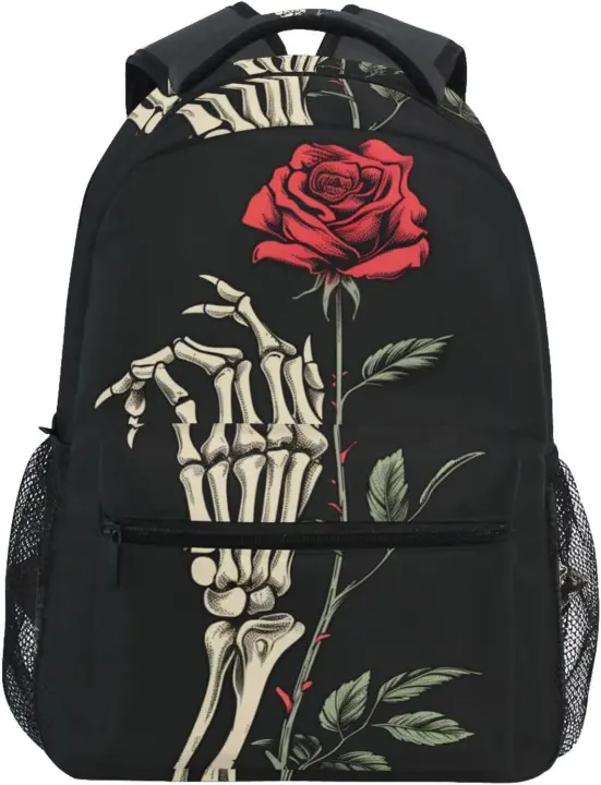Mochila de mano de esqueleto rosa para niñas y niños, bolsa escolar para niños, bolsa de libros para niños, bolsa de viaje informal para computadora portátil, mochila de día - 1