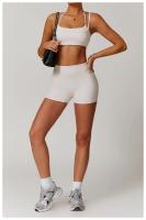 Sujetador de Yoga suave con espalda de belleza para mujer, entrenamiento de gimnasio, deportes de secado rápido, Top elástico con doble hombro y cuello, ropa interior para correr y Fitness al aire libre - details 4