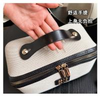 Bolsa con cierre de lona de gran capacidad para cosméticos, estuche organizador de maquillaje portátil para mujer, artículos de tocador de almacenamiento de viaje - details 2