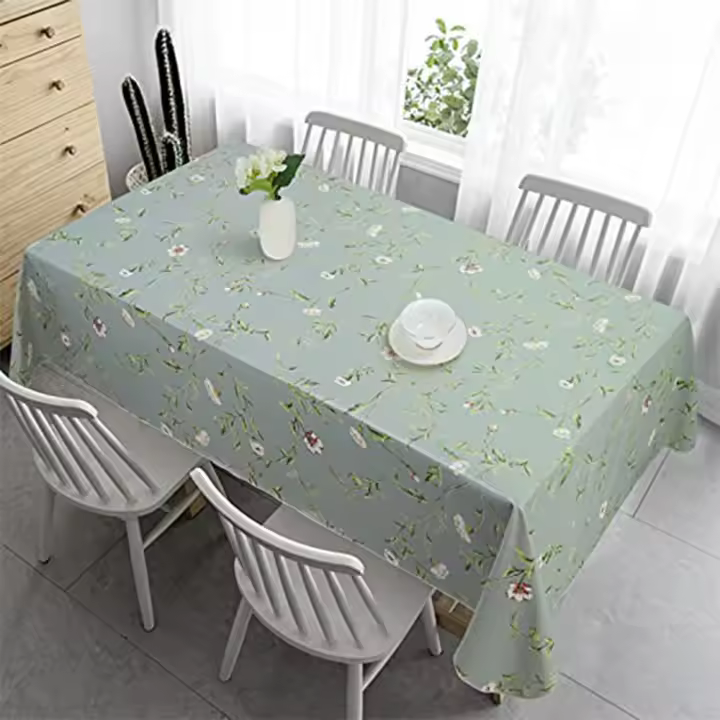Mantel gris elegante y sencillo a cuadros verdes y blancos, mesa diaria para reunión familiar, decoración impermeable - 1