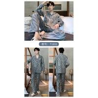 Conjunto de Pijama de algodón para hombre, ropa de dormir de manga larga con cuello vuelto, conjunto de 2 piezas para el hogar, Otoño e Invierno - details 19